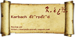 Karbach Árpád névjegykártya